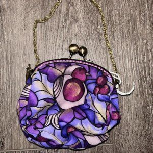 Purple Gold Bird Clasp Coin Purse Money Wallet NWOT Gorgeous Beautiful
